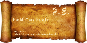 Hodács Ervin névjegykártya